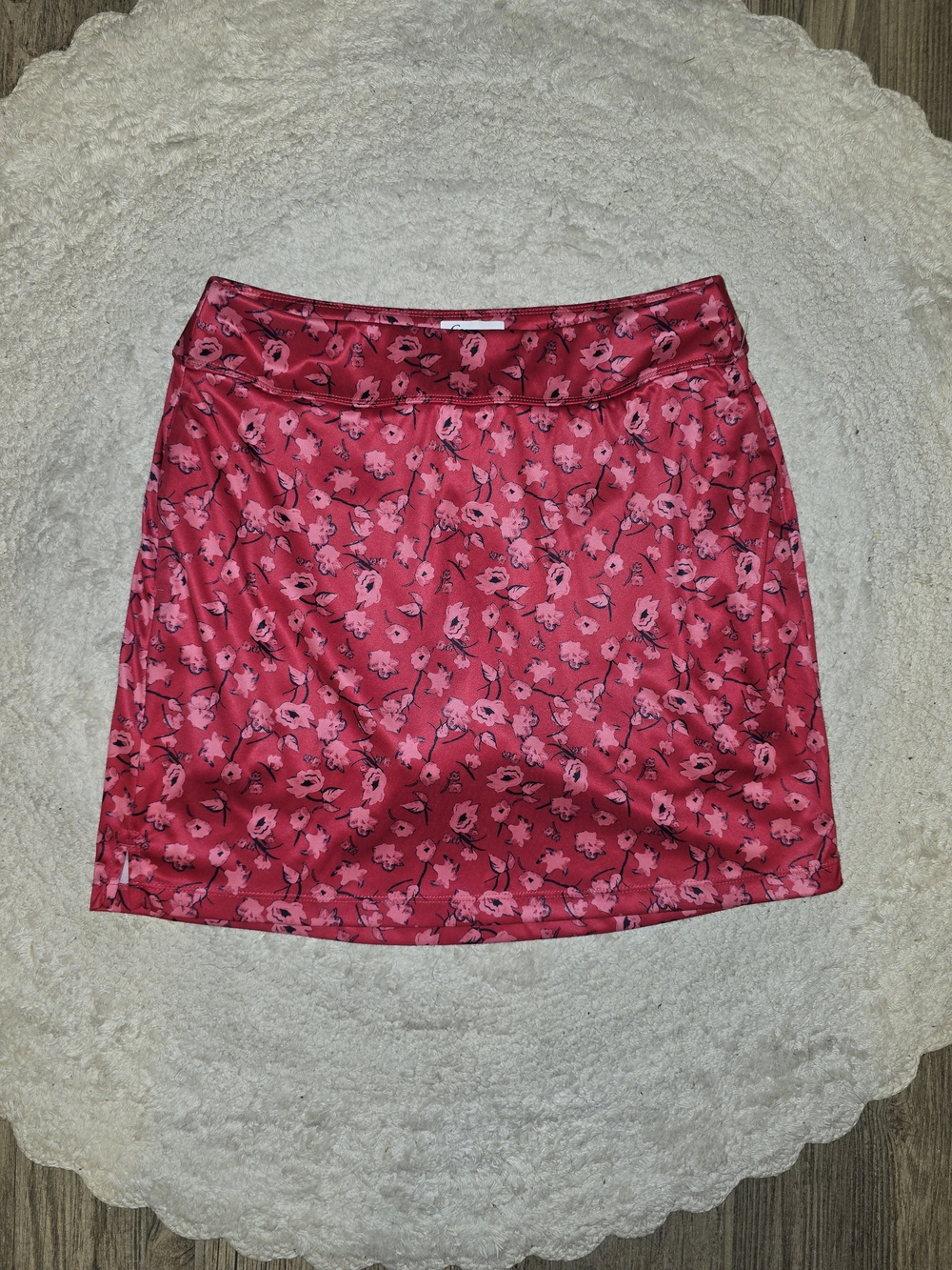 Greg Norman Collection PlayDry Red Pink Floral Mini Skirt